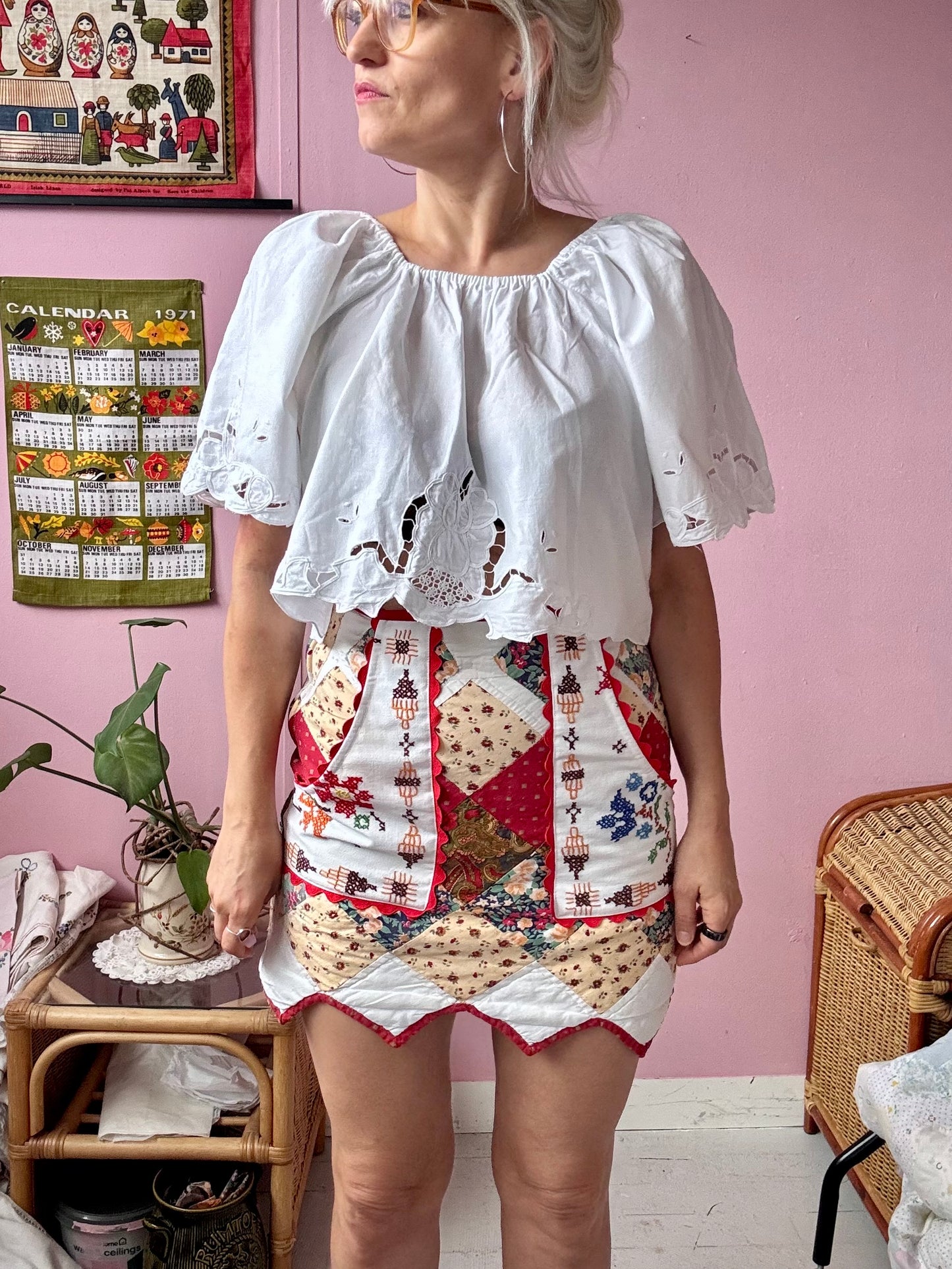 Patchwork mini skirt