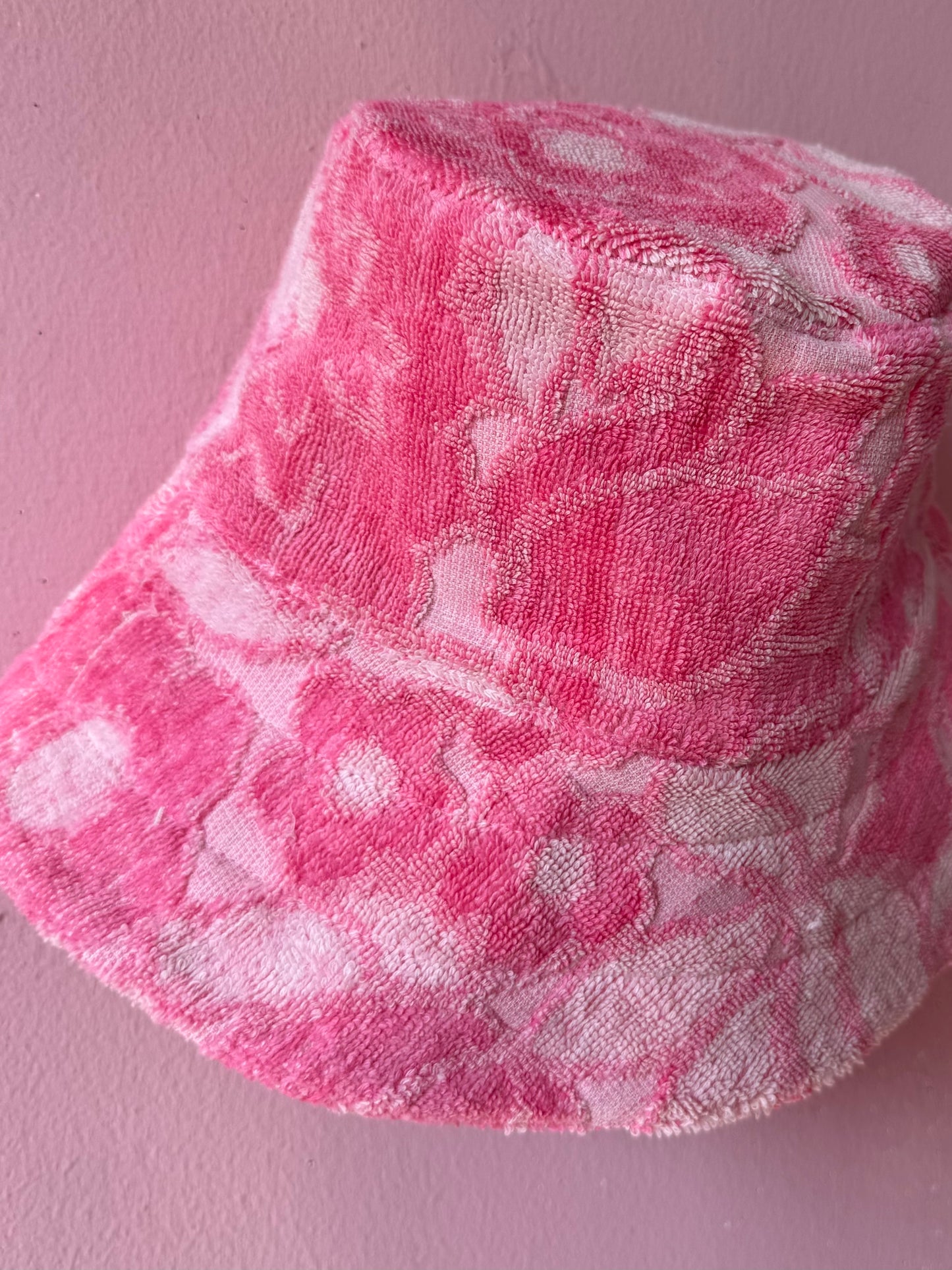 Pink towel floral bucket hat