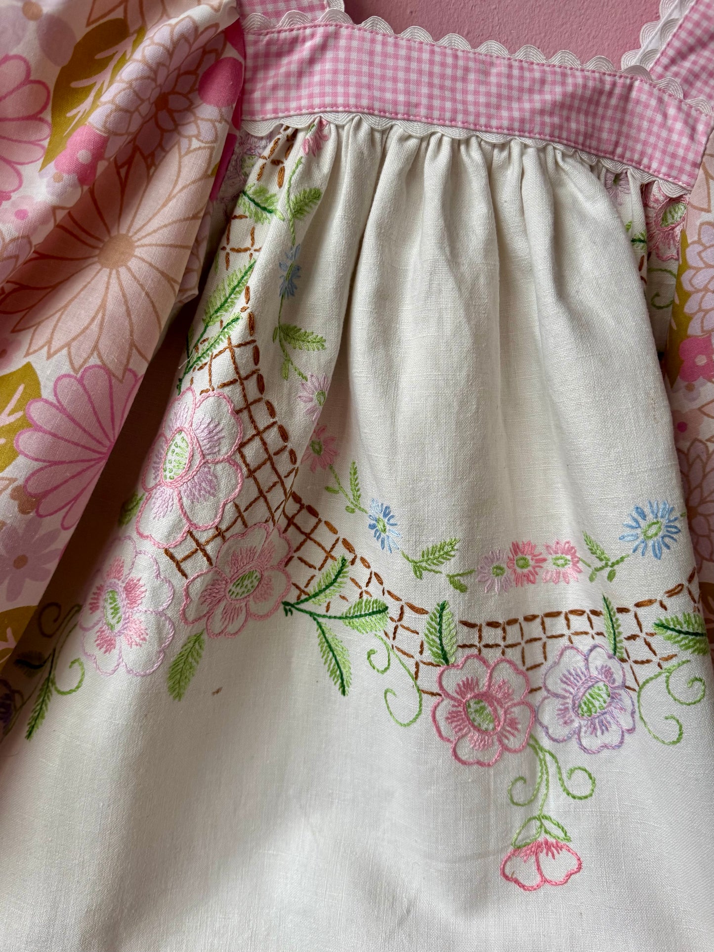 Pink floral and gingham blouse