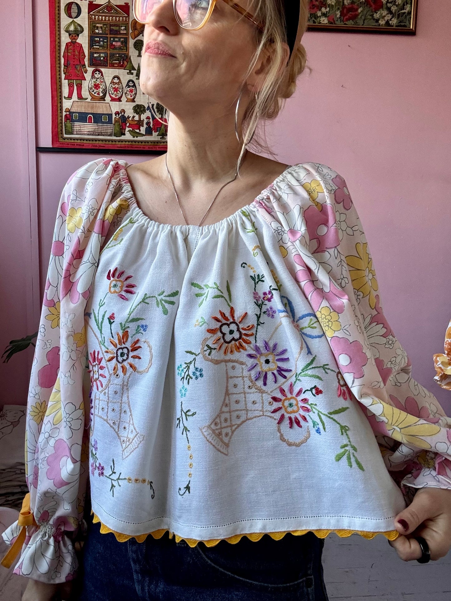Pink/yellow floral top