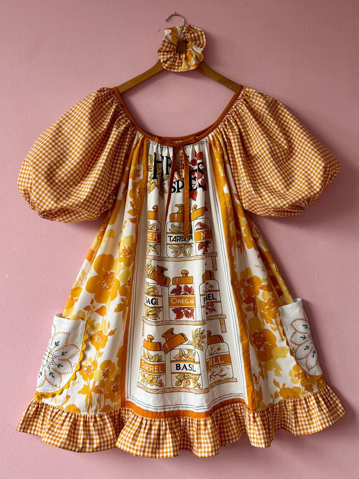 Herbs and spices vintage teatowel dress