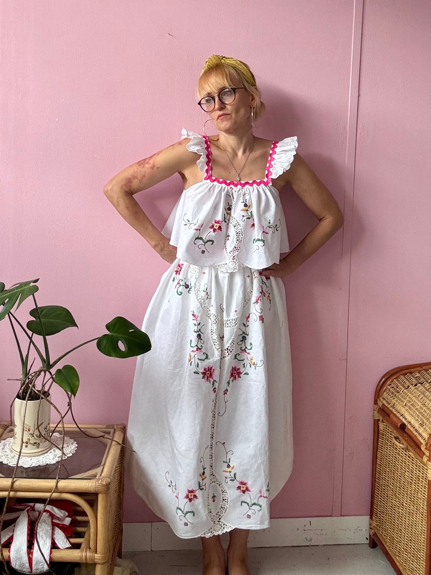 Skirt set with pink ric rac
