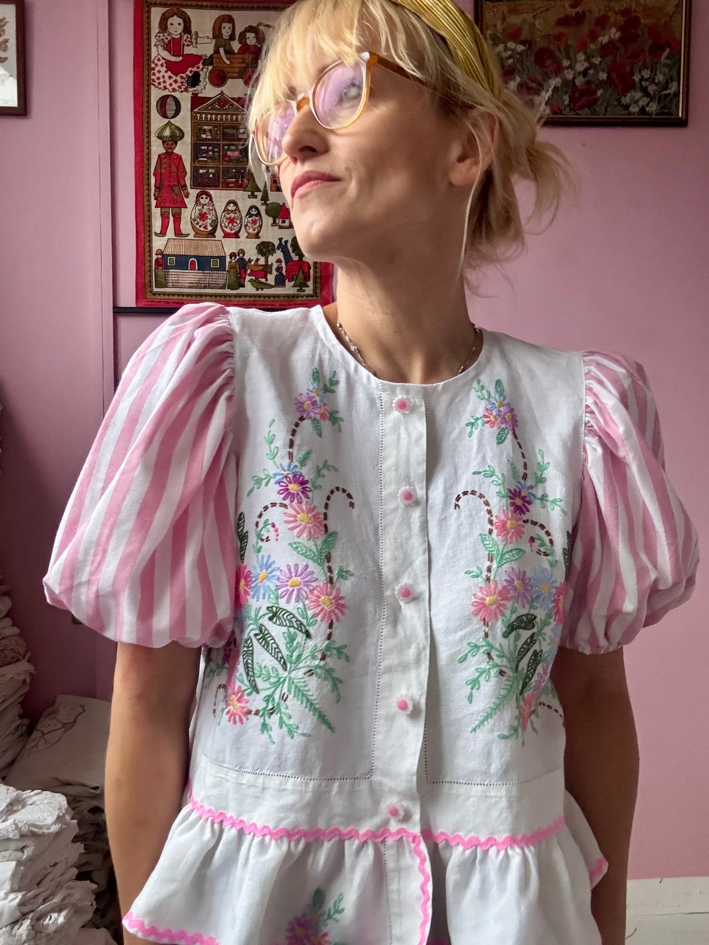 Floral and stripes blouse