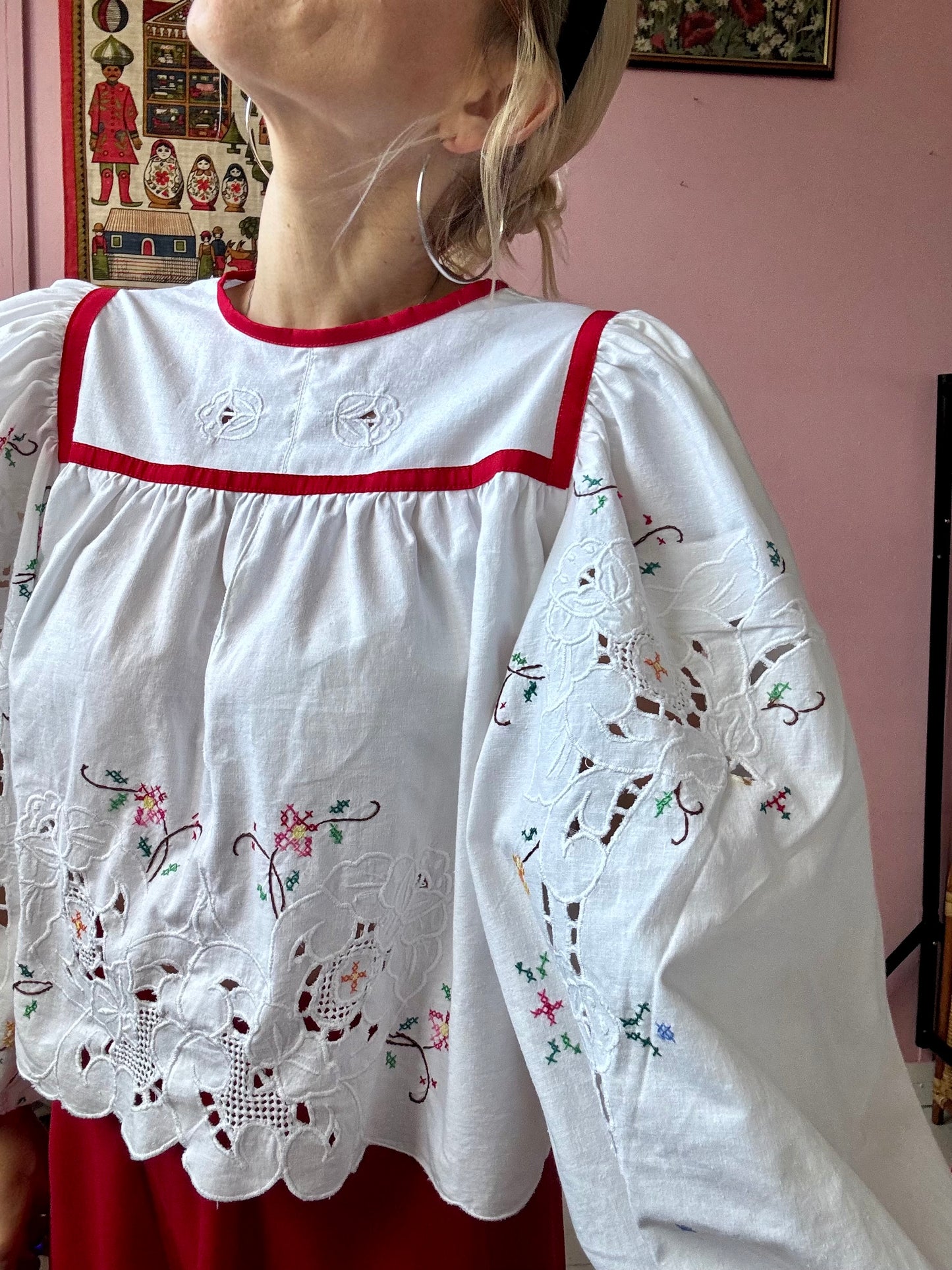 White blouse with hand embroidery