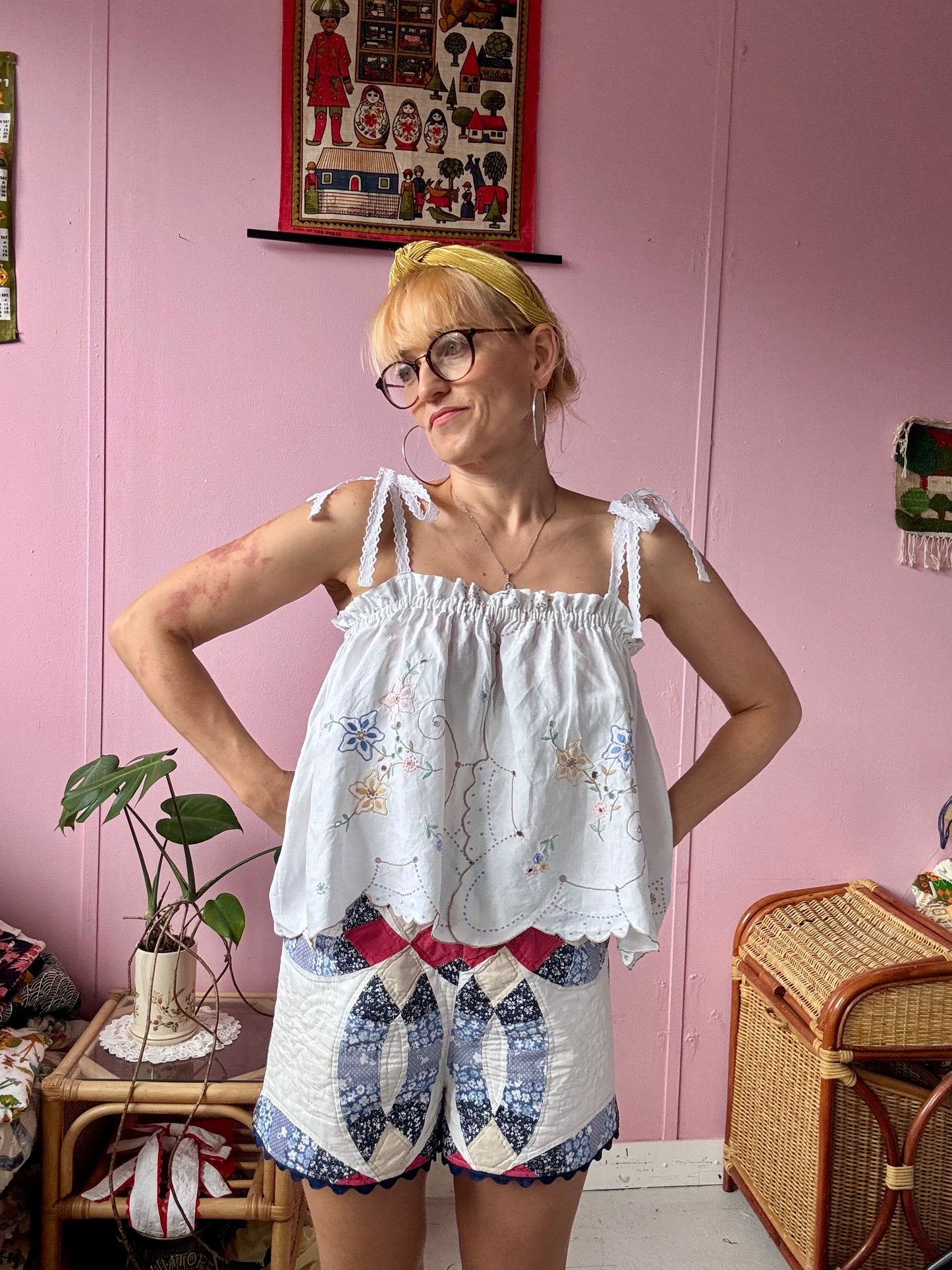 Madeira summer top with lace straps