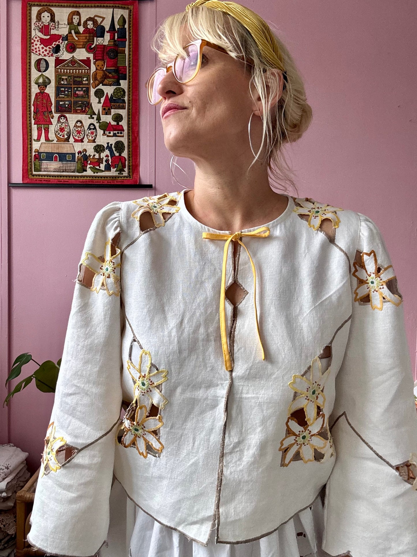 Yellow floral light blouse