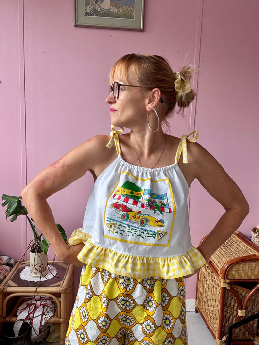 Summer hankie top with yellow gingham
