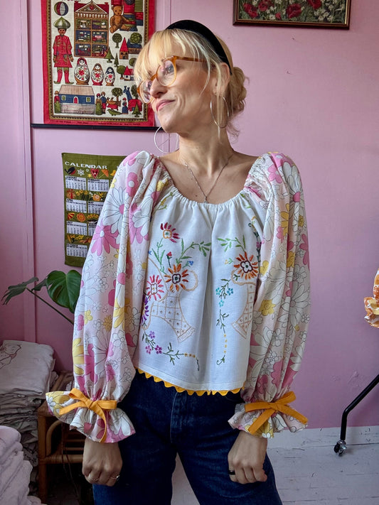 Pink/yellow floral top