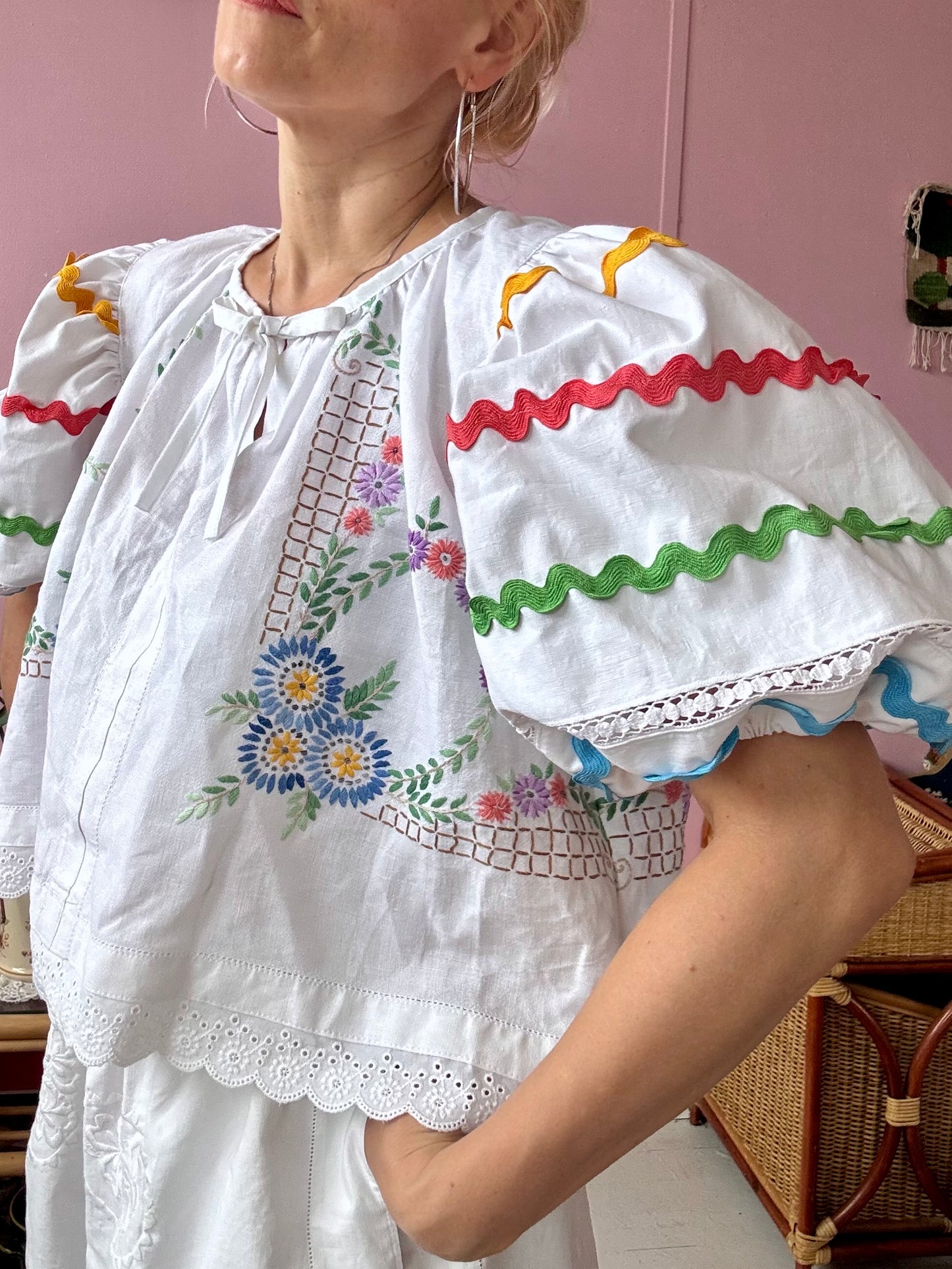 Embroidery and ric rac blouse