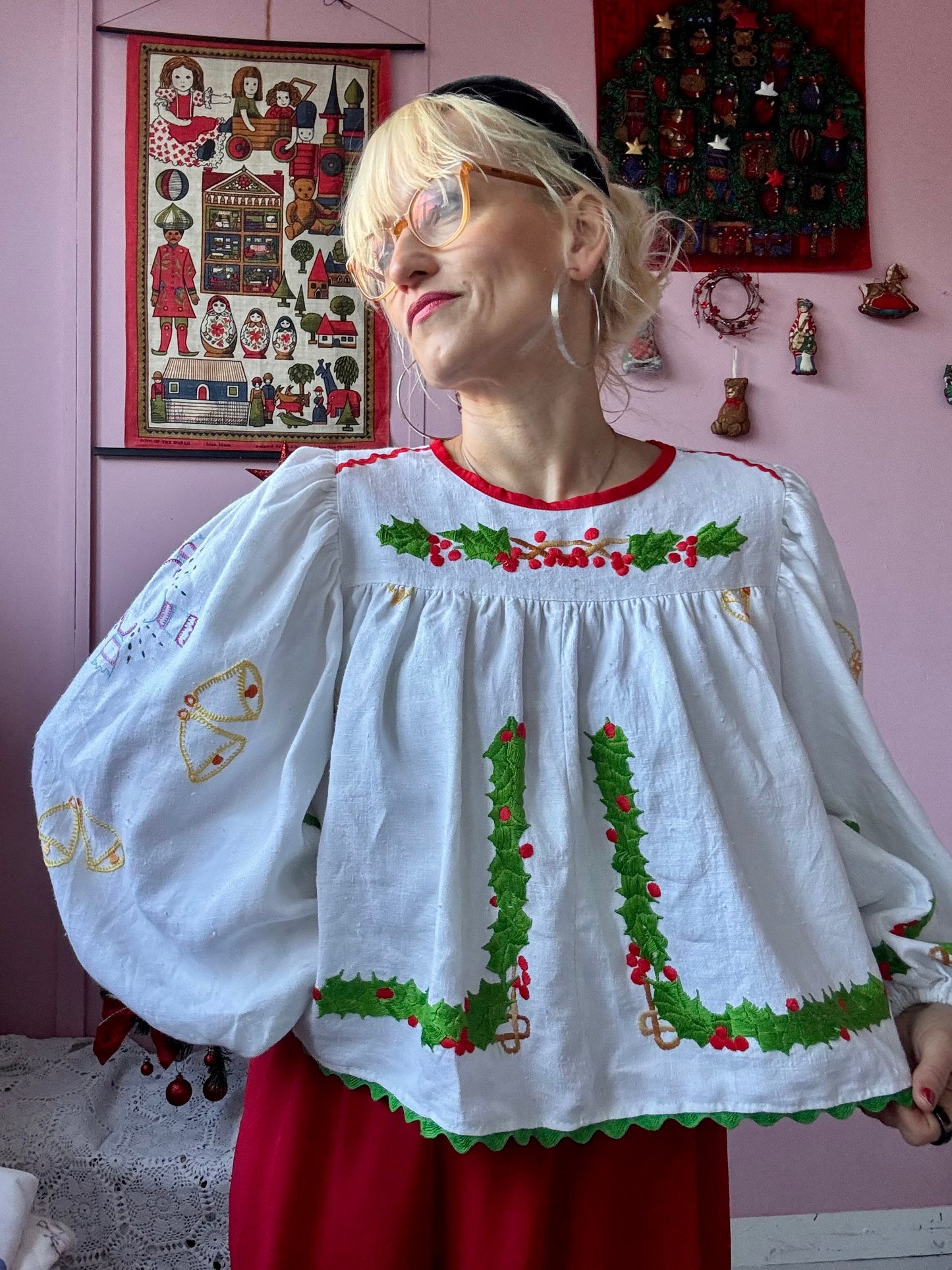 Christmas long sleeves blouse