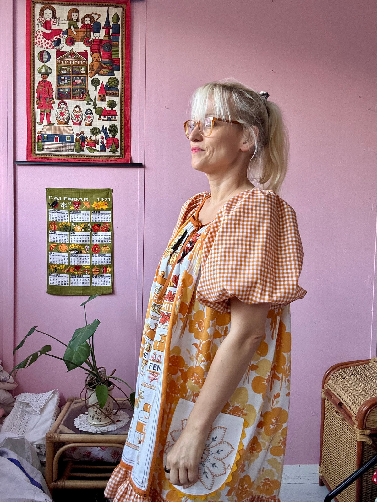Herbs and spices vintage teatowel dress