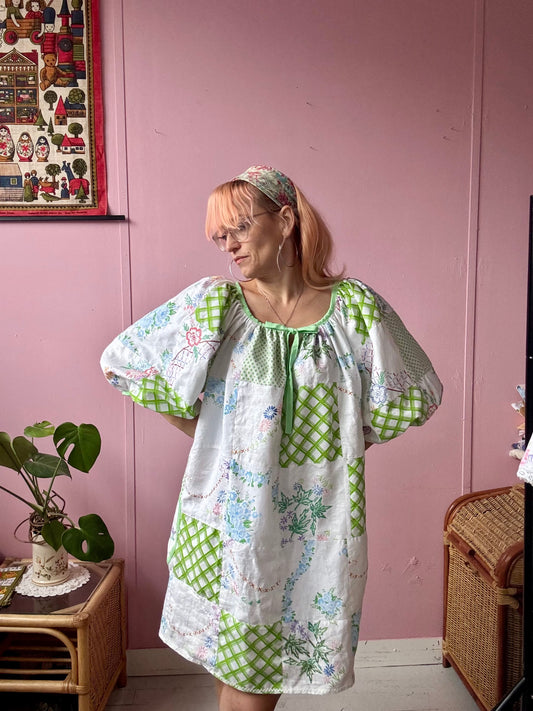 Green patchwork dress
