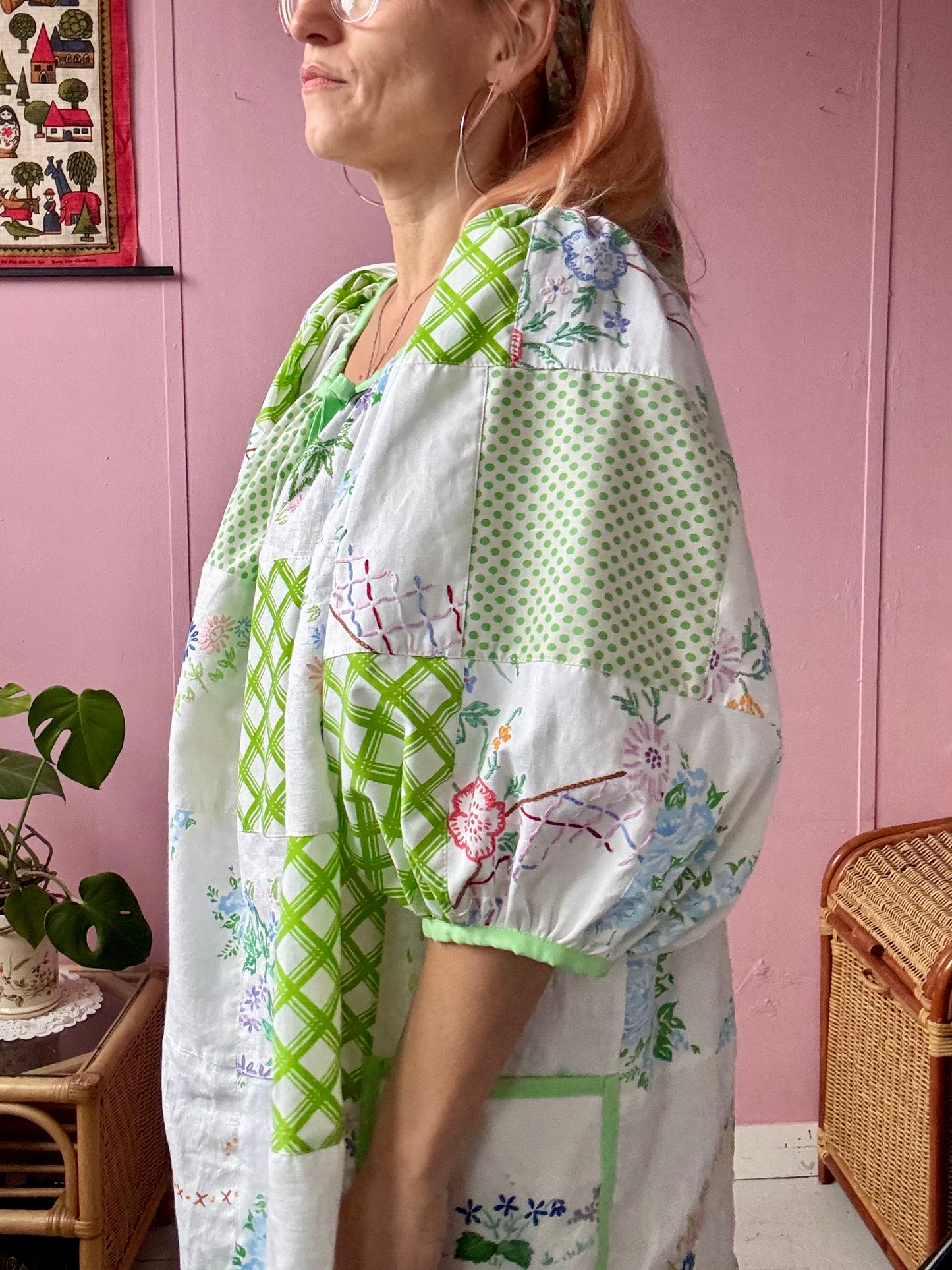 Green patchwork dress