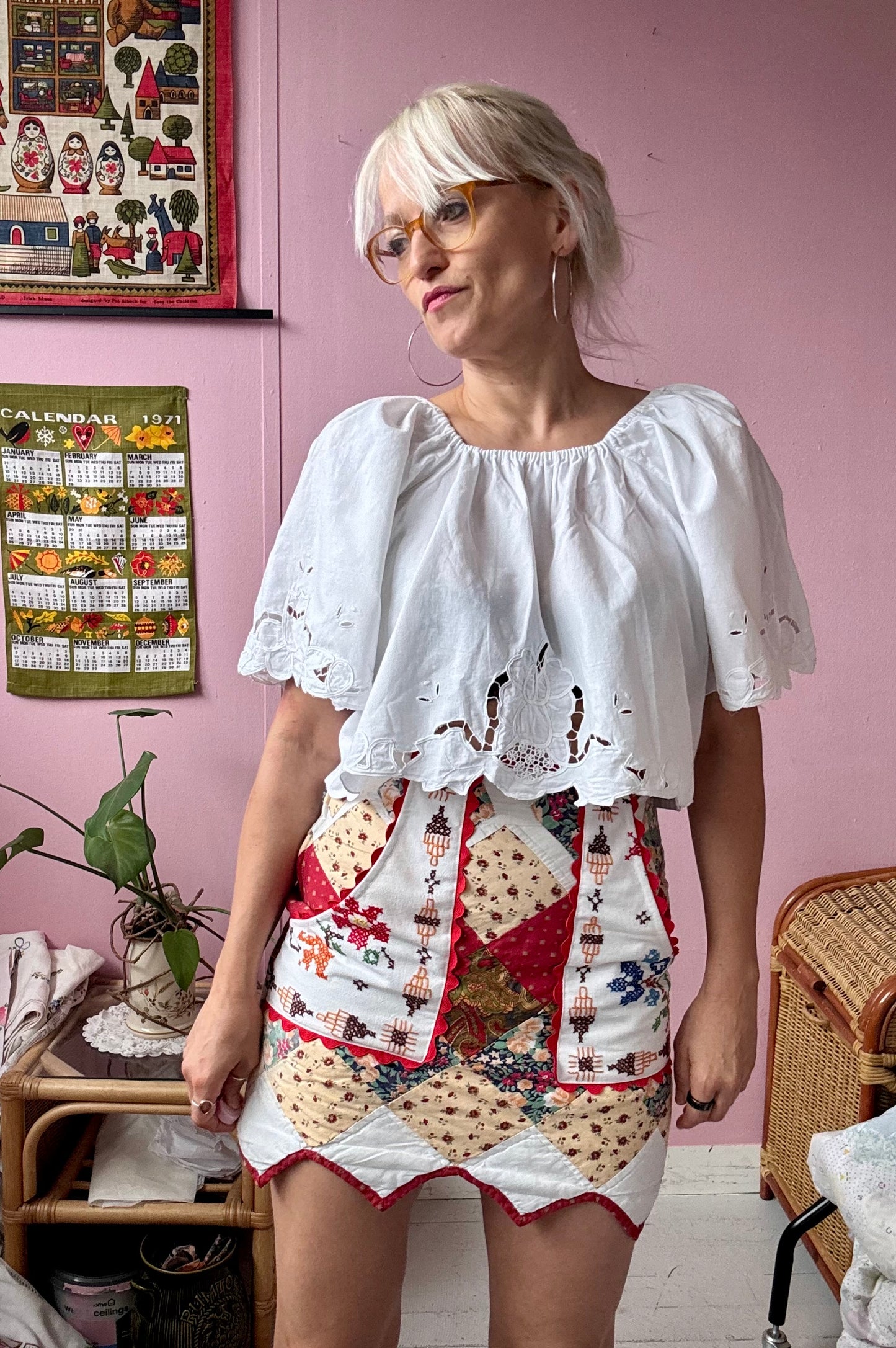 Patchwork mini skirt
