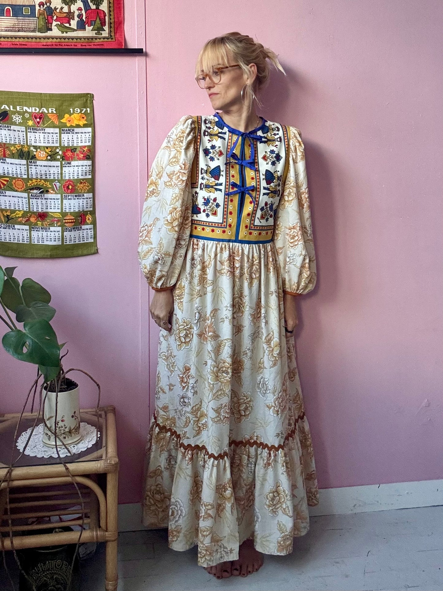 Floral and folklore maxi dress