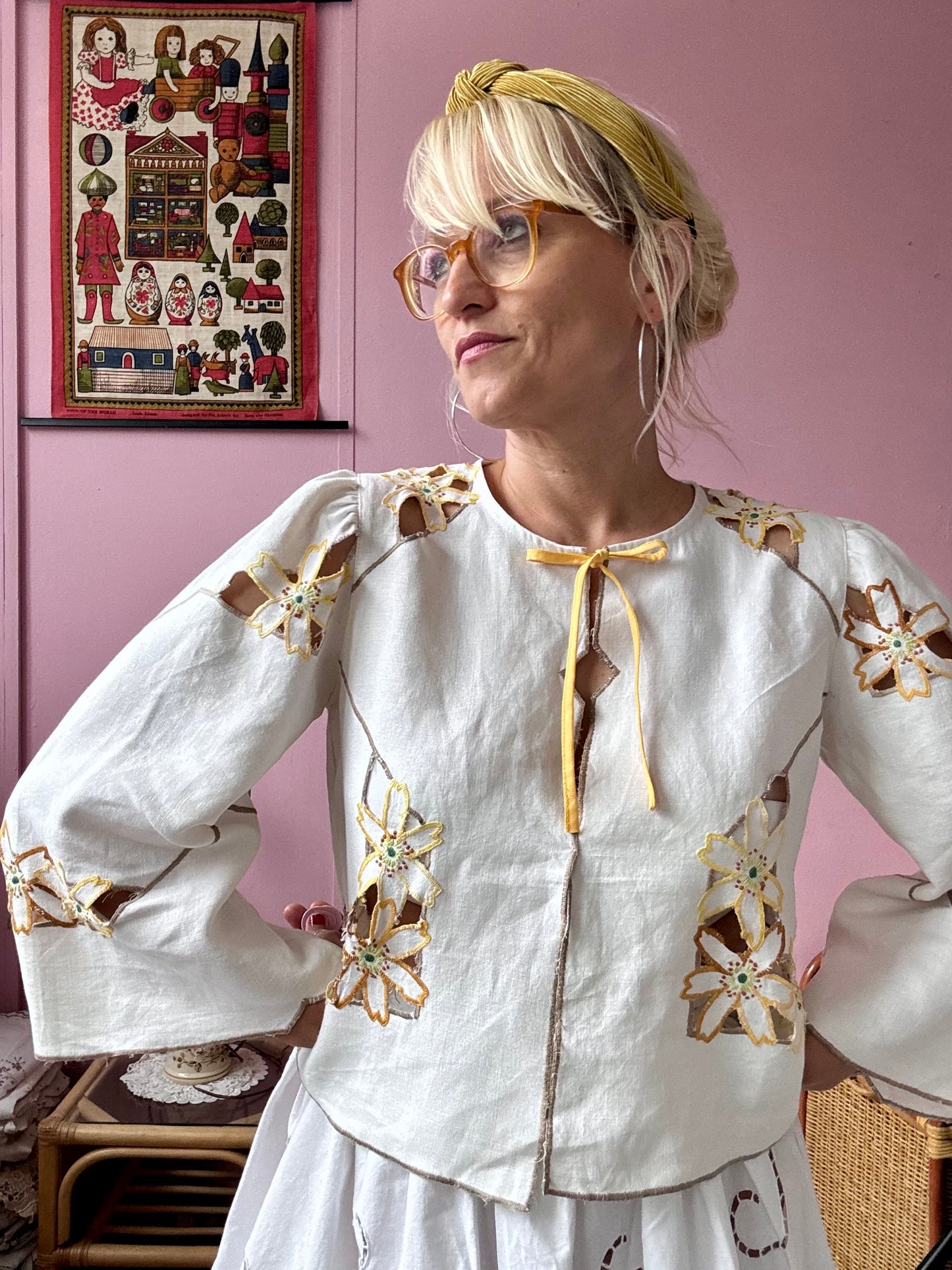 Yellow floral light blouse