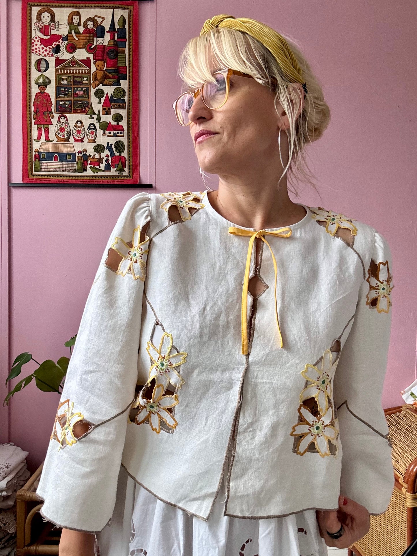 Yellow floral light blouse
