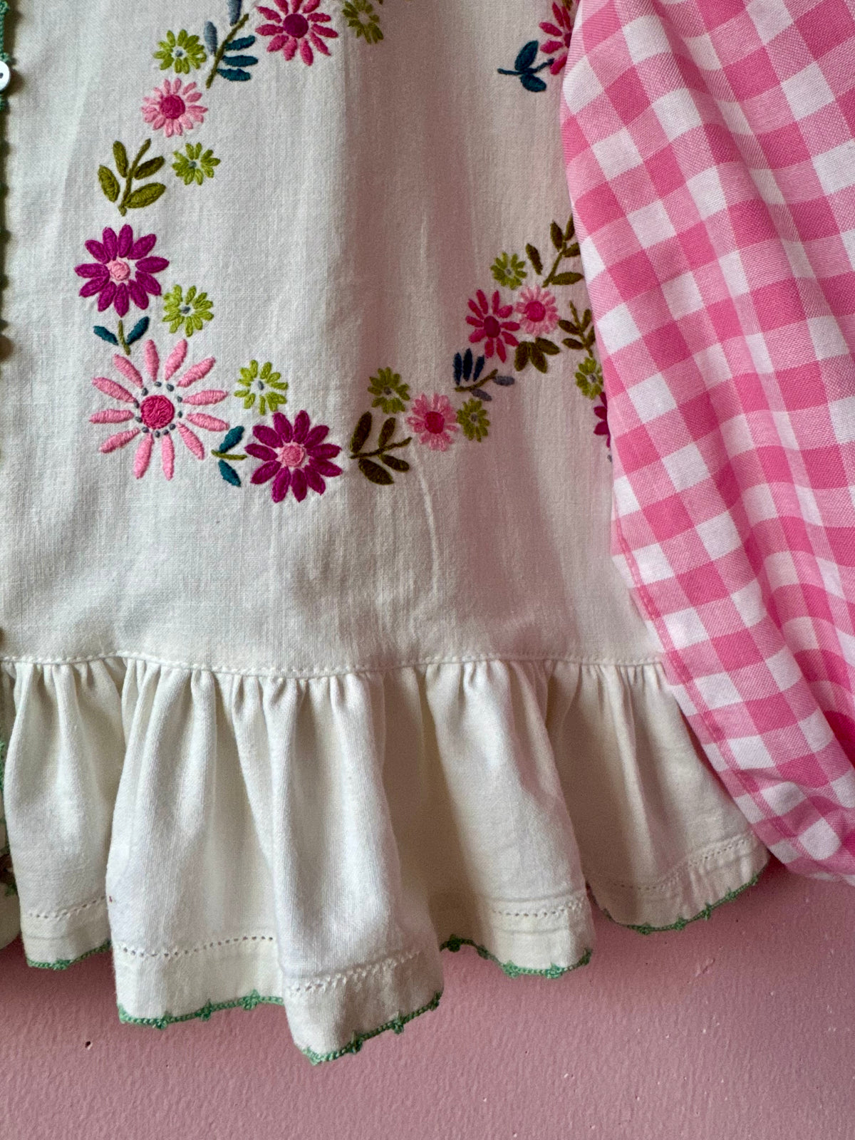 Floral and gingham blouse