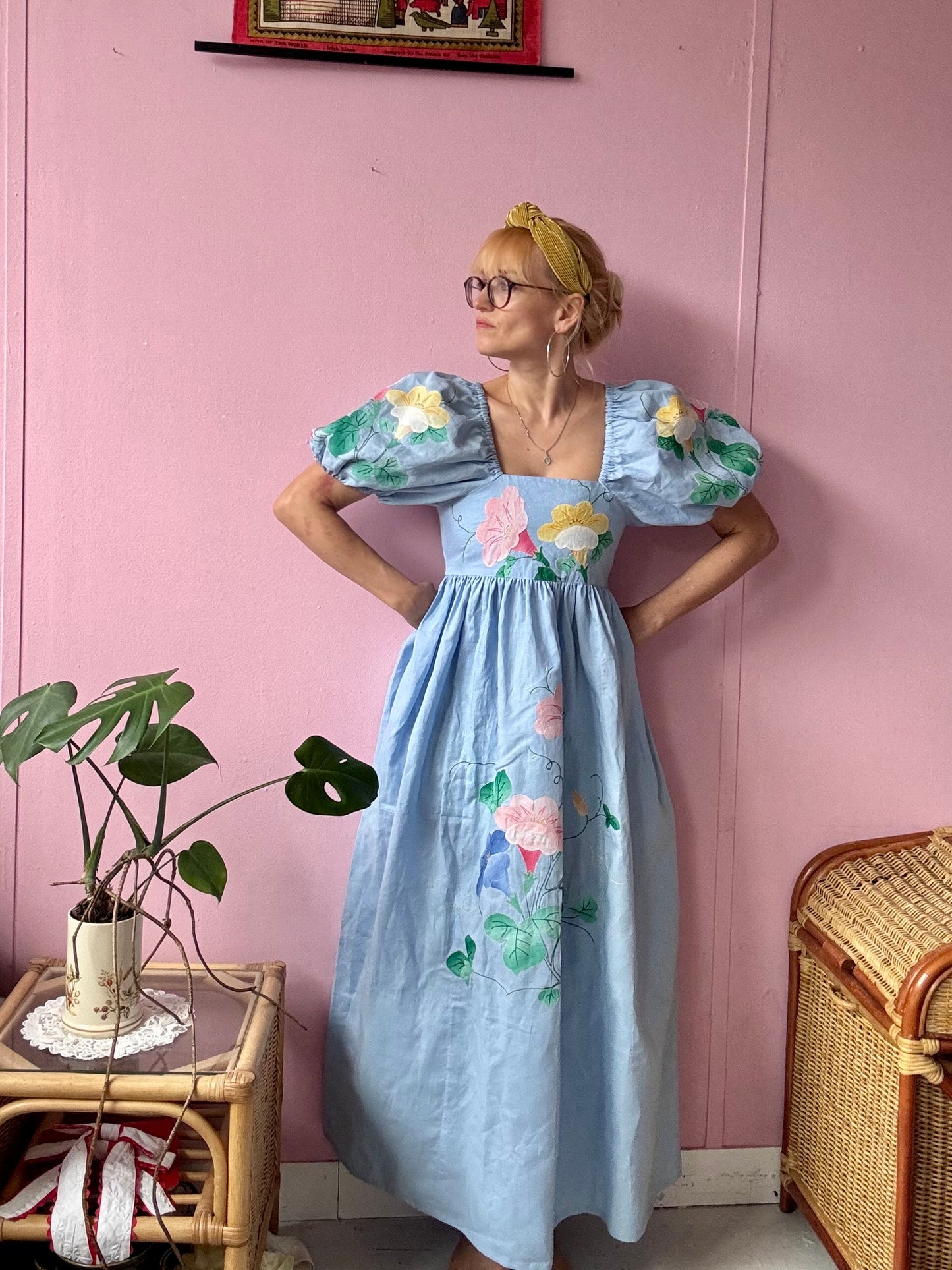 Light blue floral maxi dress