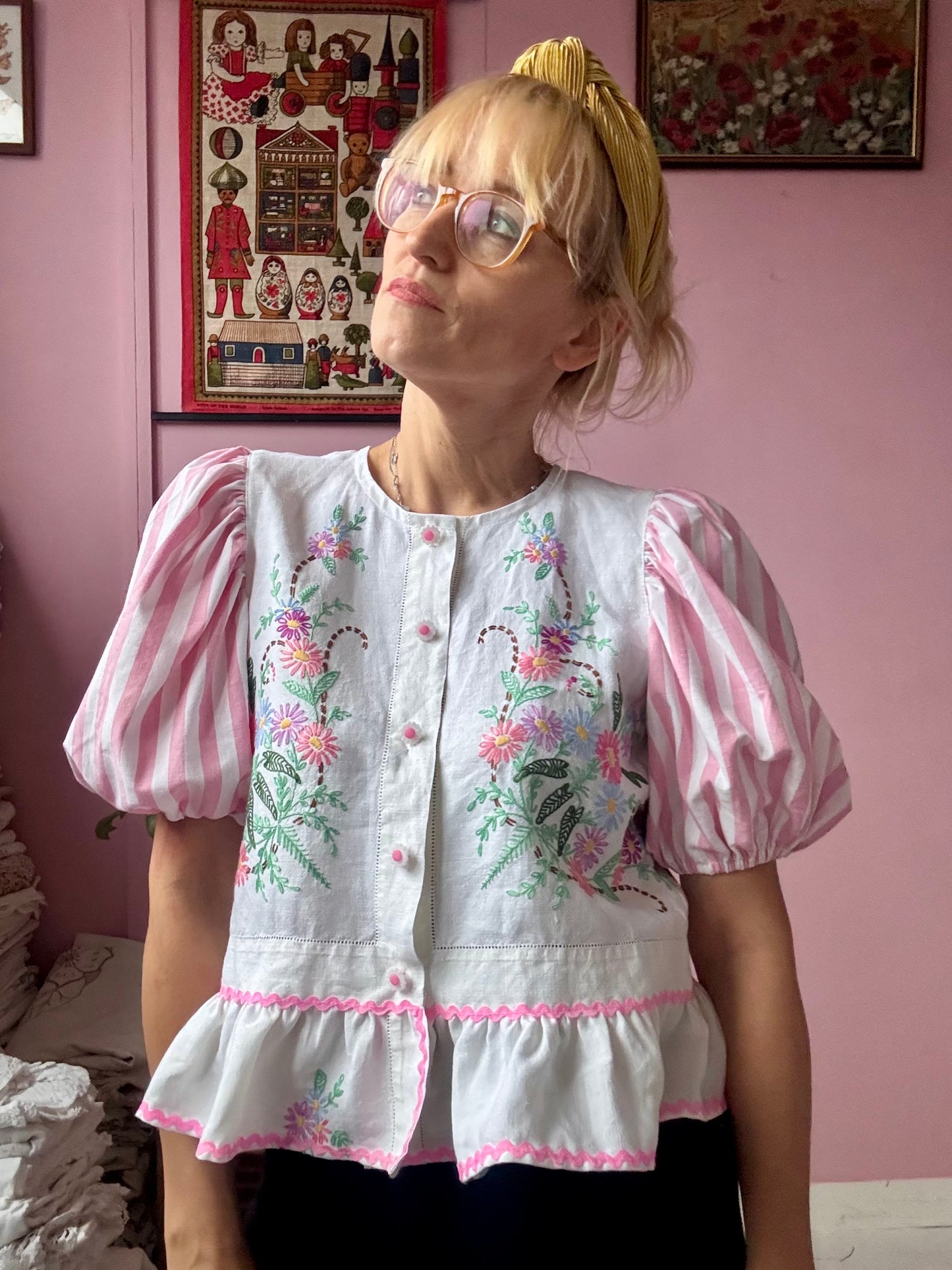 Floral and stripes blouse