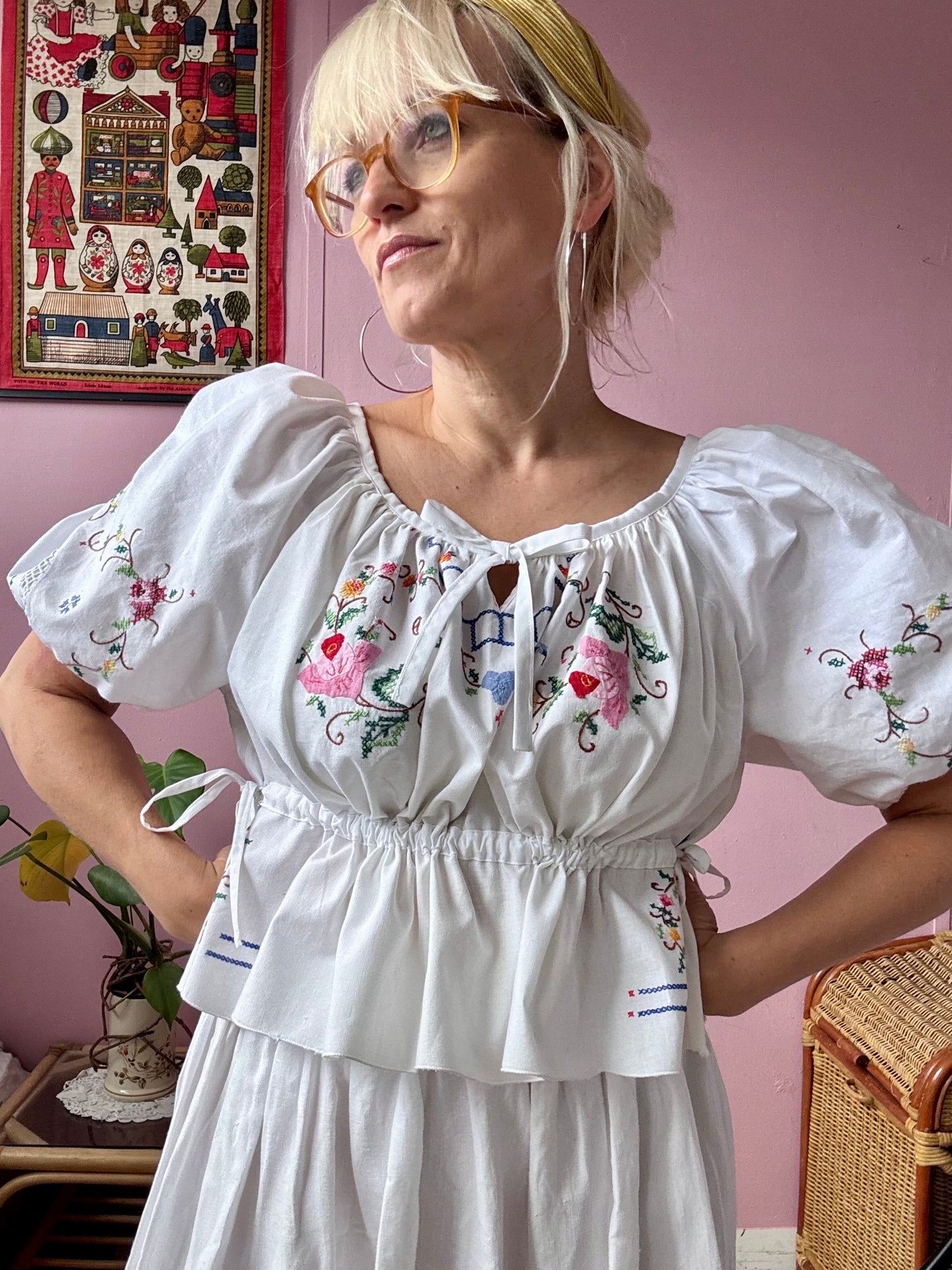 White embroidery blouse