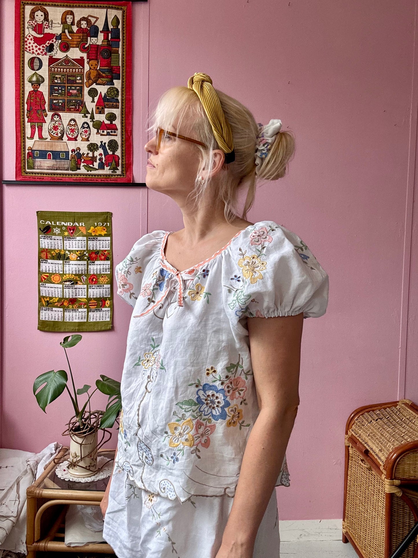 Madeira blouse with peach ric rac