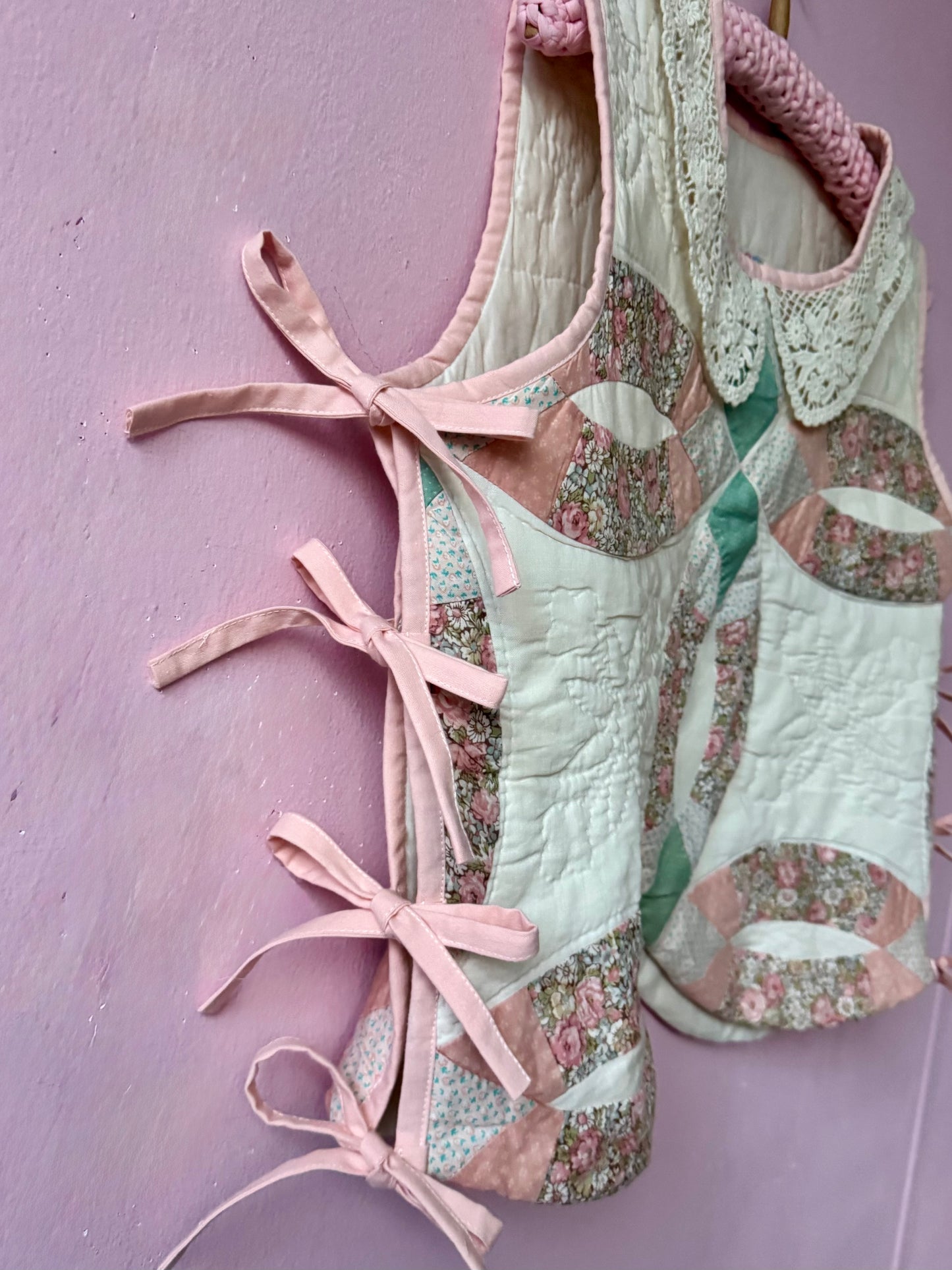 Patchwork vest with side bows