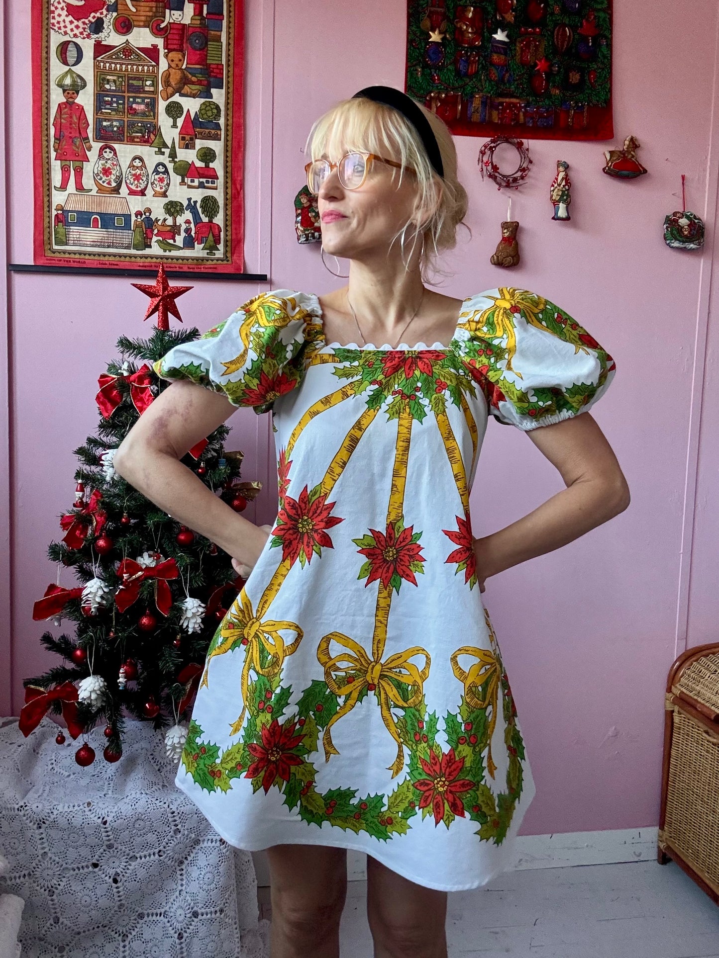 Christmas print mini dress