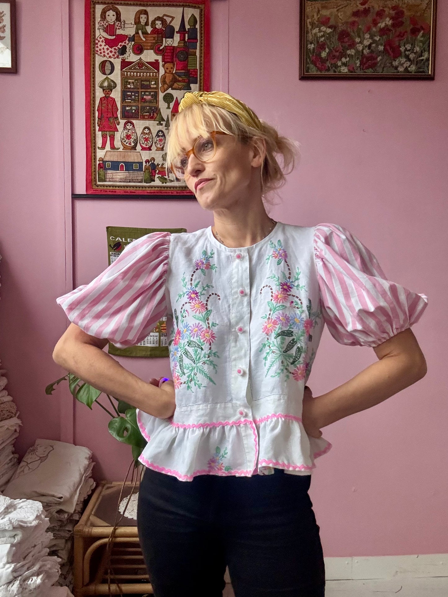 Floral and stripes blouse