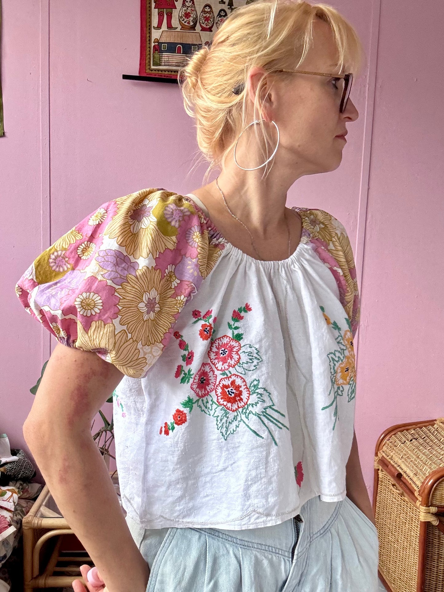 Floral blouse with embroidery