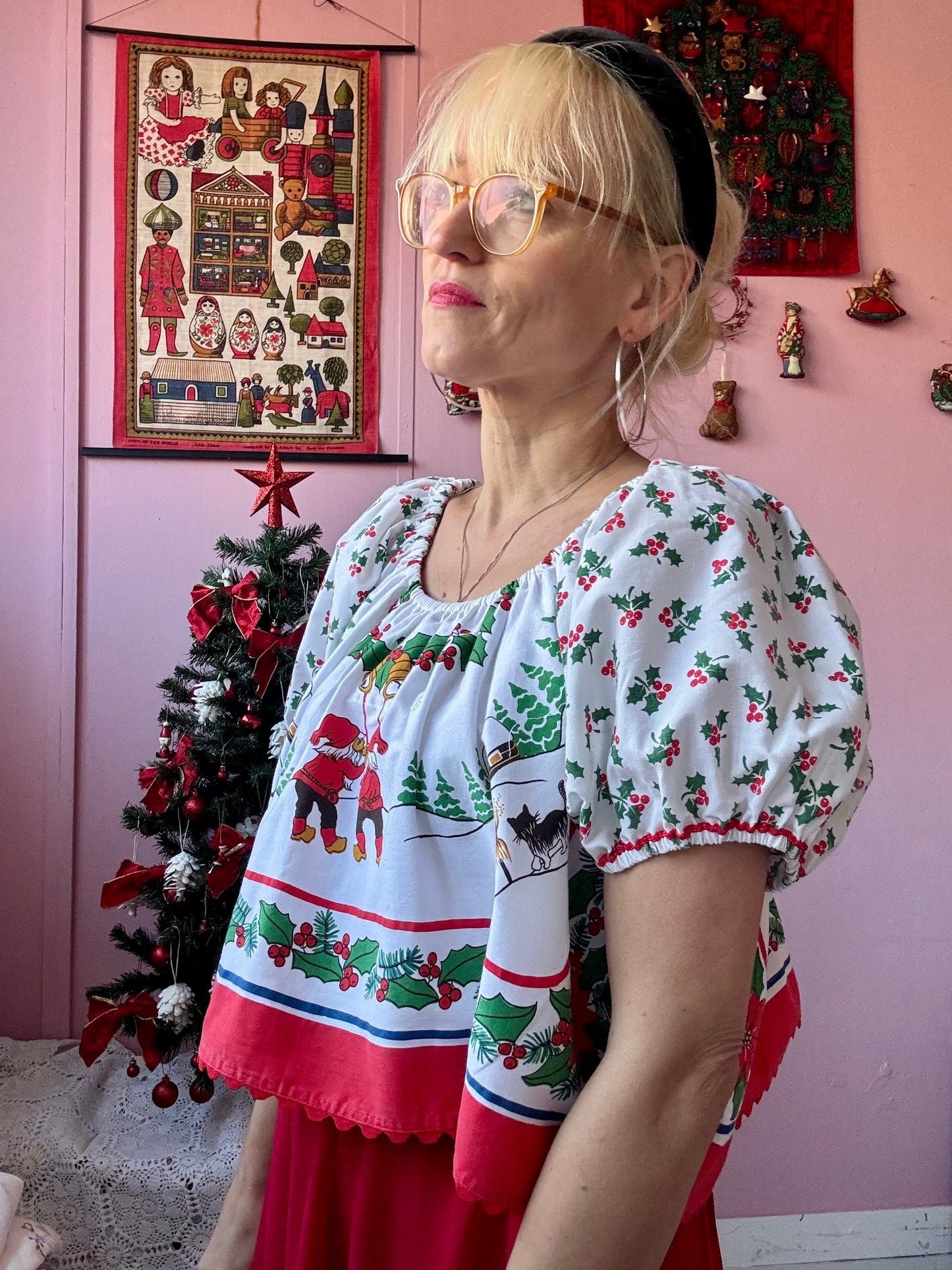 Christmas blouse with red ric rac