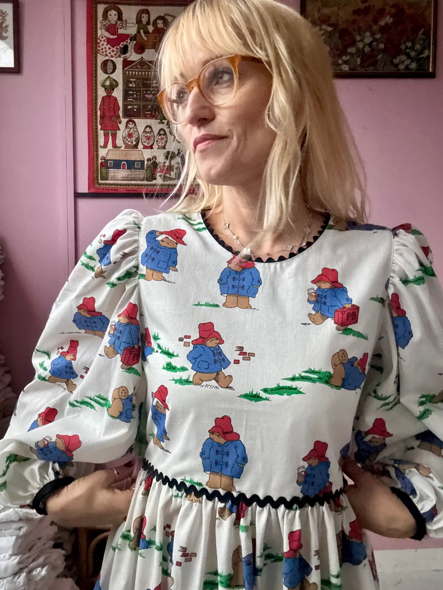 Paddington bear maxi dress with detachable collar