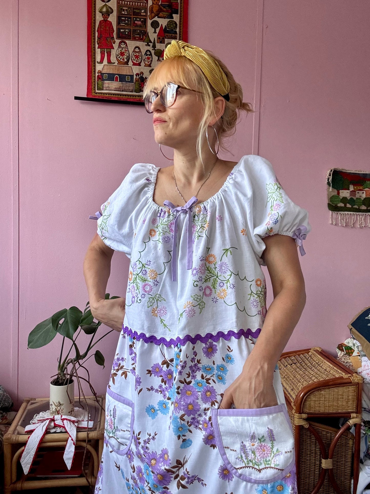 Maxi dress with 3 layers and sleeves