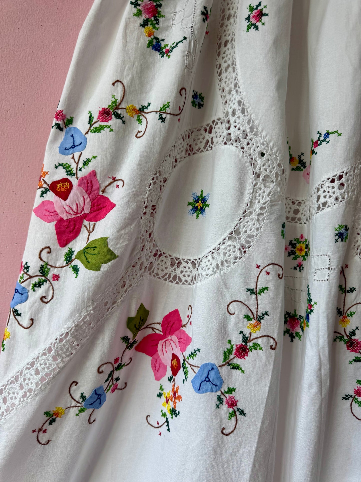 White maxi dress with embroidery