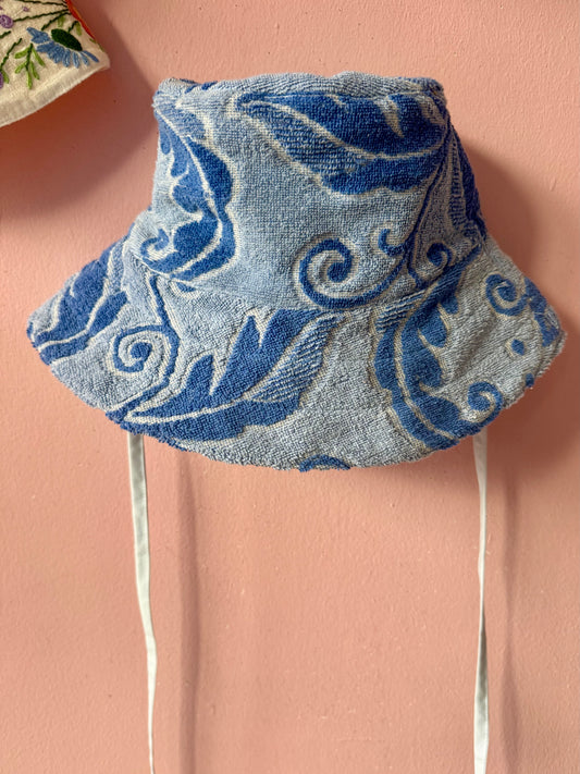 Blue vintage towel bucket hat