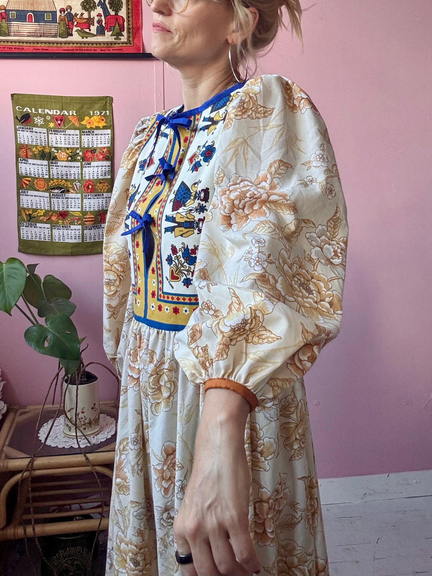 Floral and folklore maxi dress