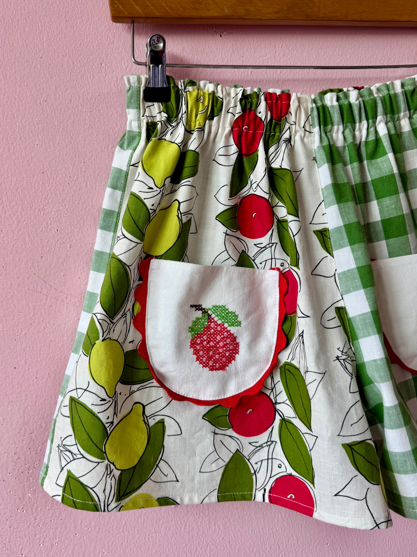 Green gingham and fruity shorts