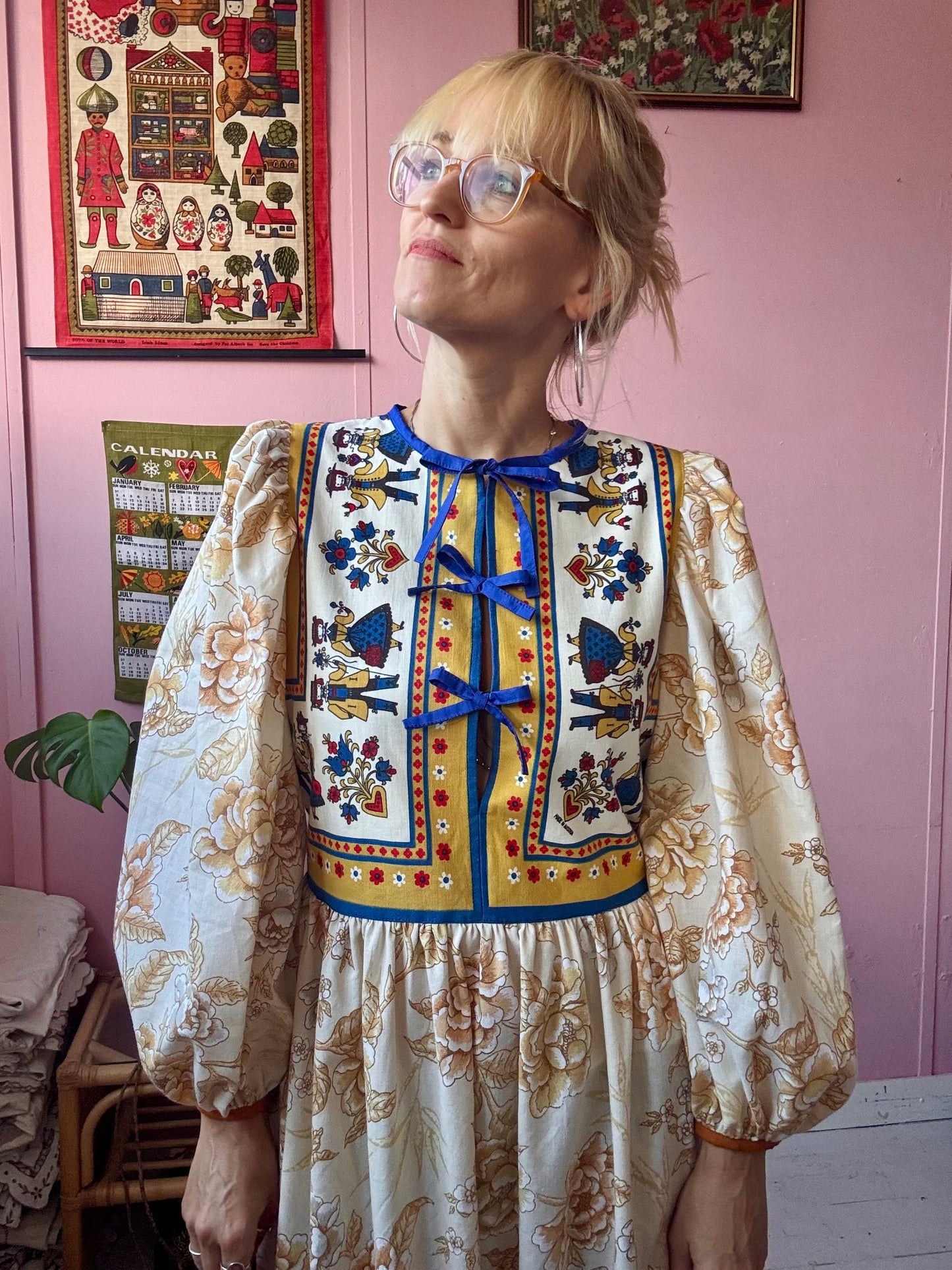 Floral and folklore maxi dress