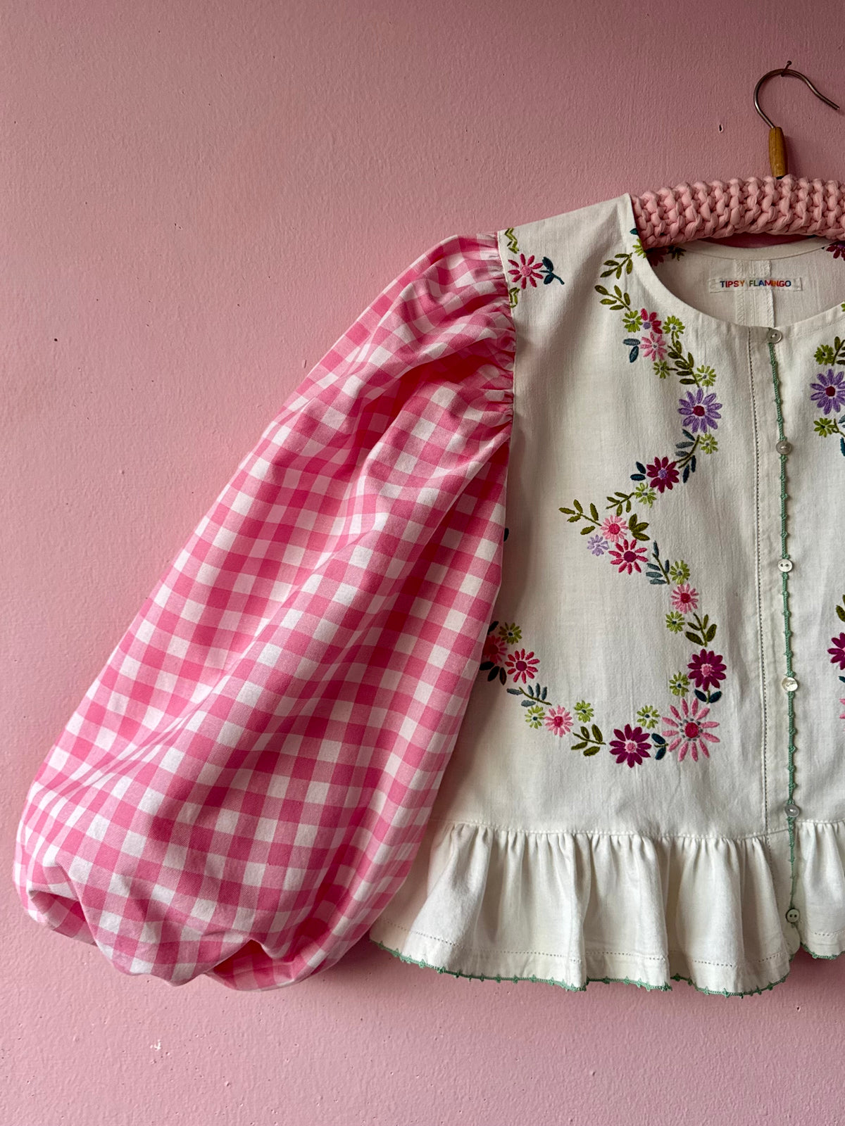 Floral and gingham blouse