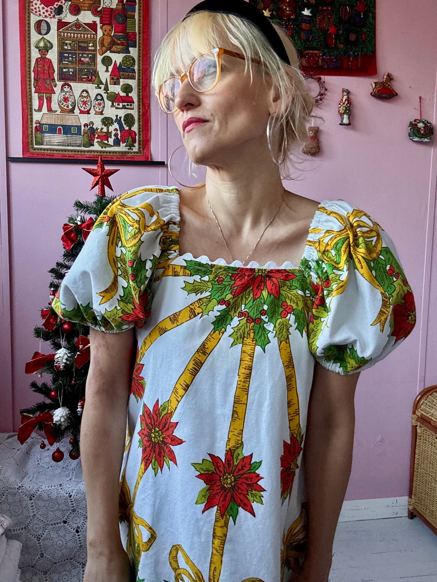 Christmas print mini dress