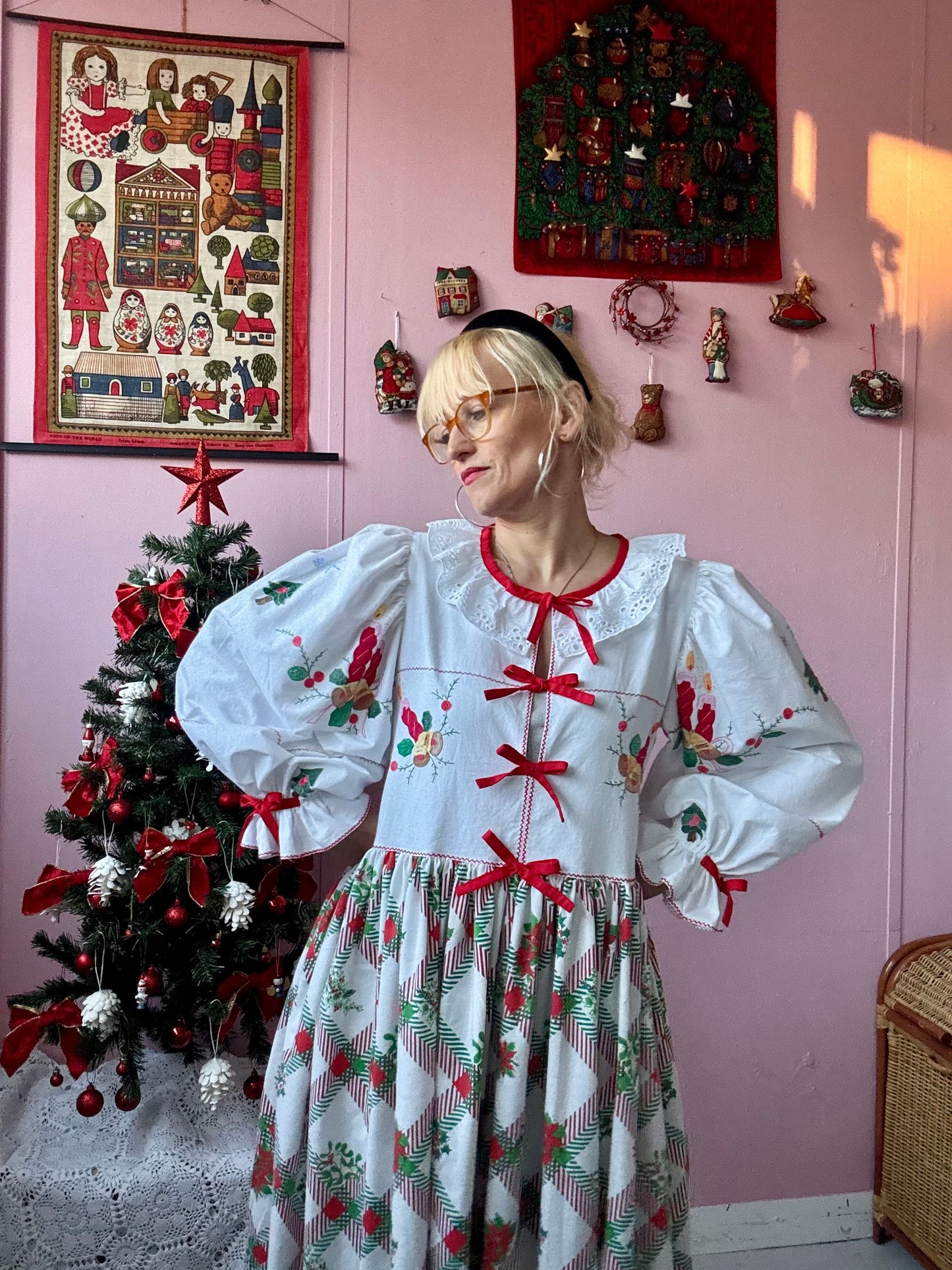 Christmas dress with bows