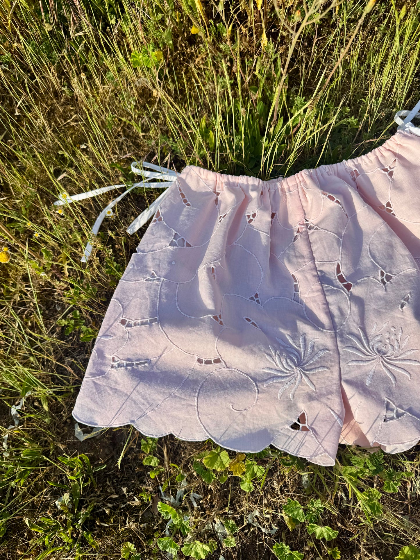 Light pink floral shorts