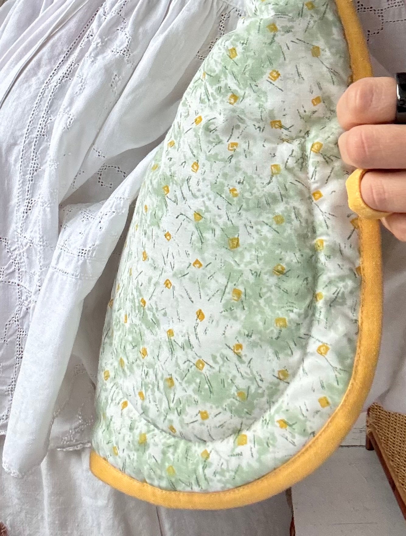 Floral vest with yellow binding