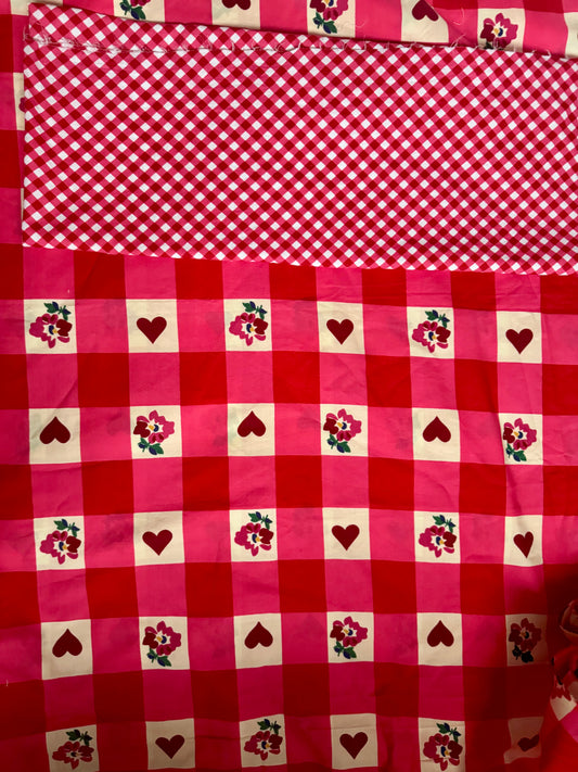 Pink/red hearts/flowers fabric for custom order dress