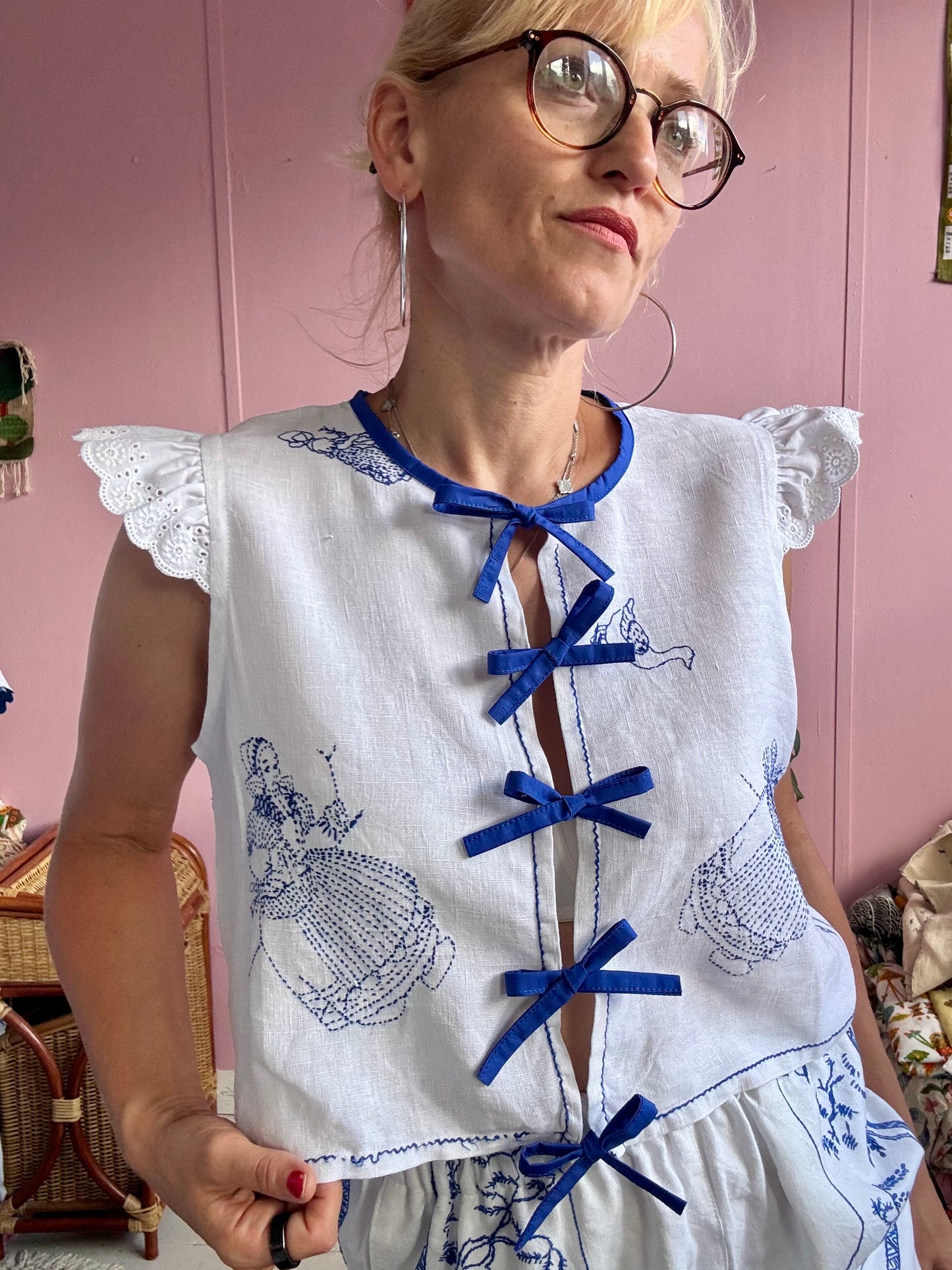 White blouse with hand embroidery
