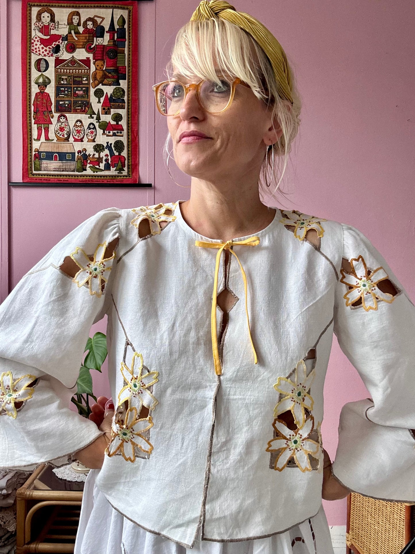 Yellow floral light blouse