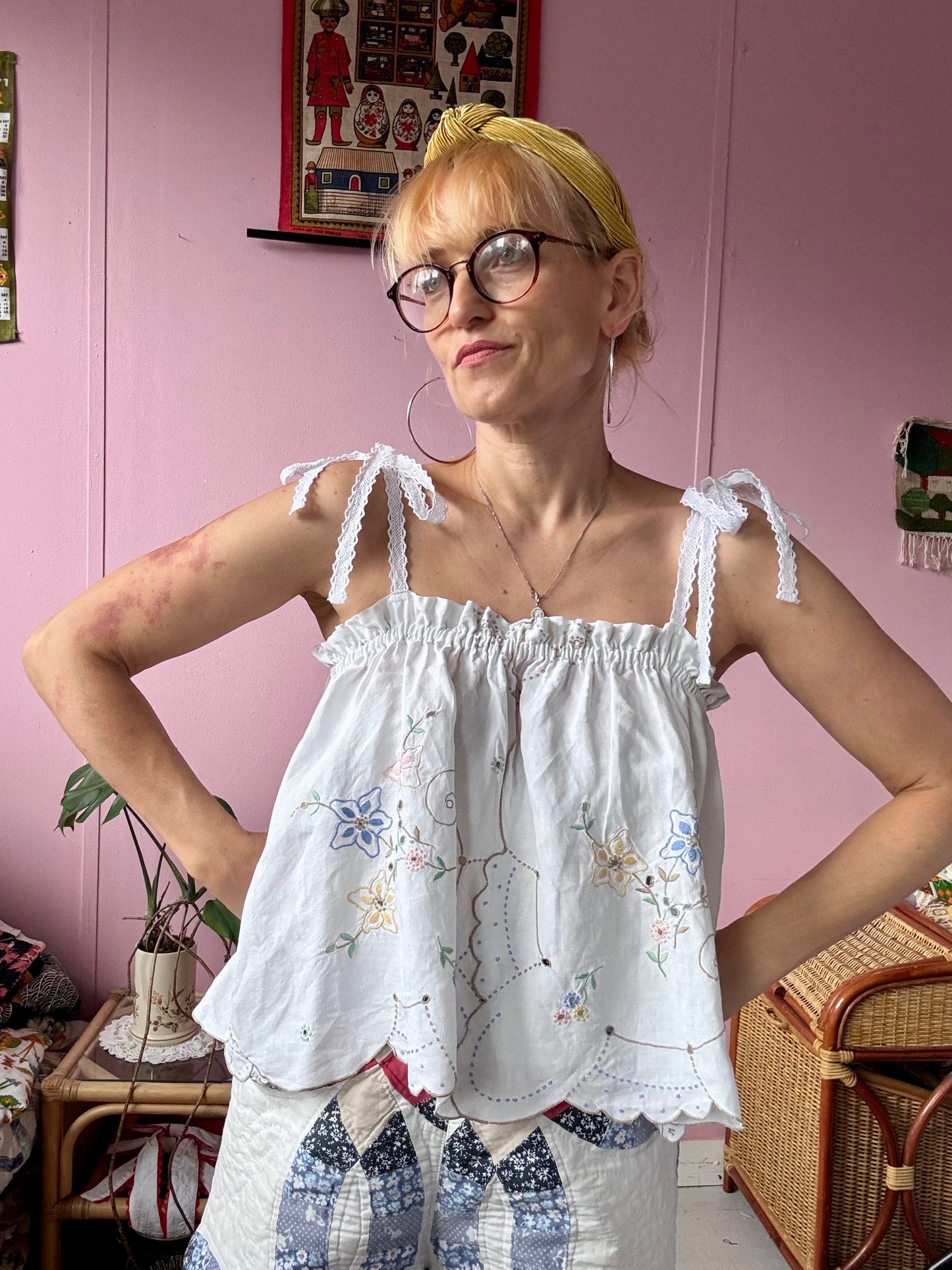 Madeira summer top with lace straps