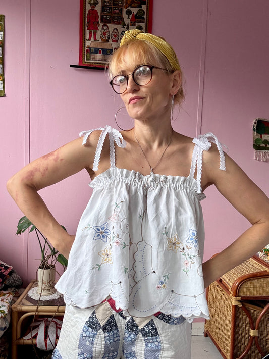 Madeira summer top with lace straps