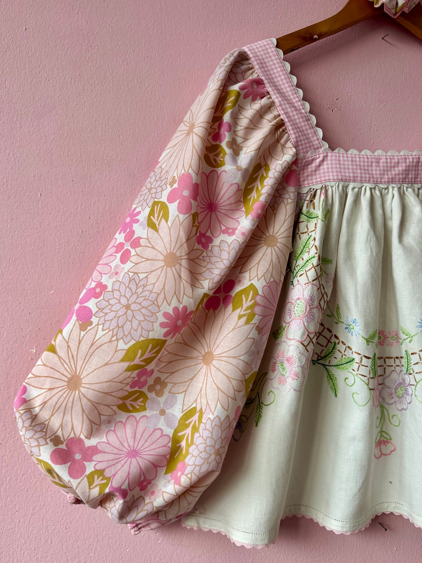 Pink floral and gingham blouse