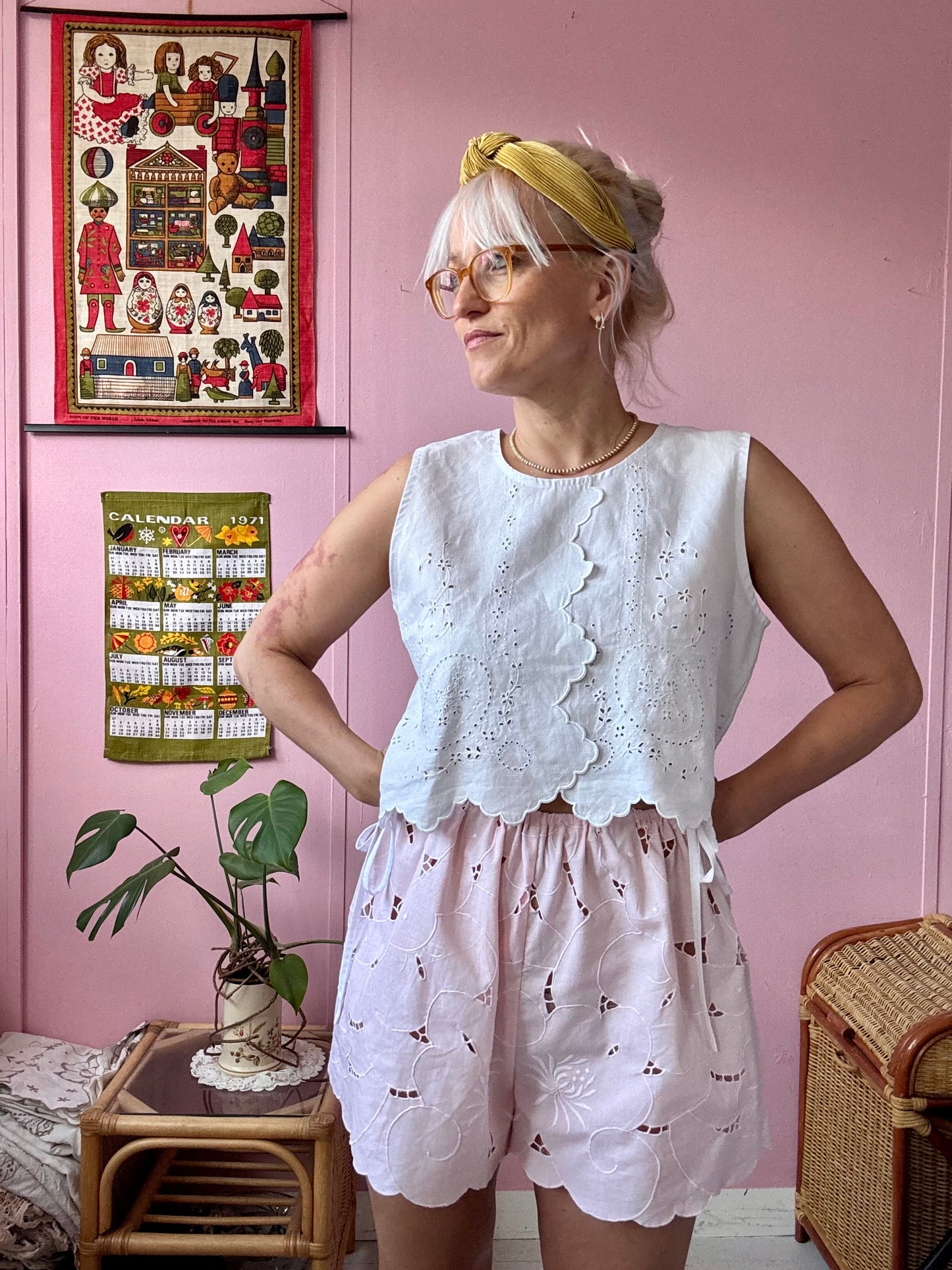 Light pink floral shorts